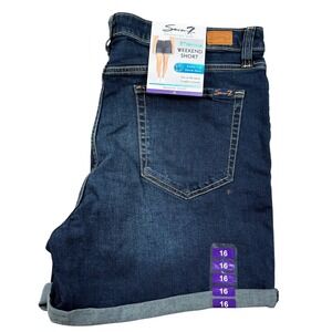 Seven 7 Weekend Boyfriend Shorts Rolled Cuff Jean Denim Classic Modern HTF Sz 16